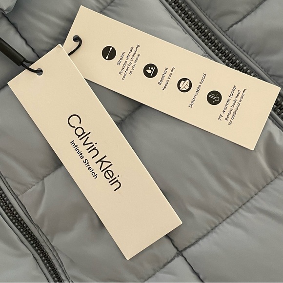 Calvin Klein Hooded Winter Puffer Coat Water Resistant Soft Luxury Women’s Large - Picture 10 of 17